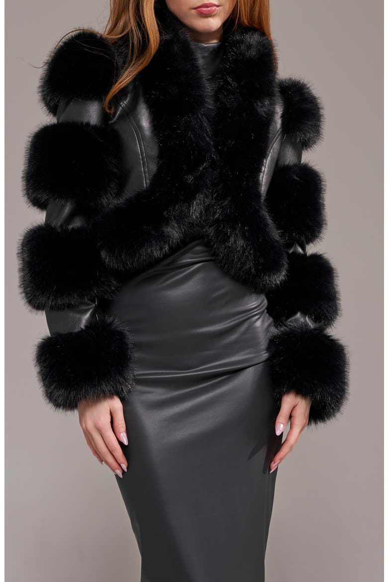 Loverboy Faux Leather Moto Jacket with Faux Fur Trim, Main, color, BLACK