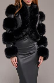 AZALEA WANG Loverboy Faux Leather Moto Jacket with Faux Fur Trim