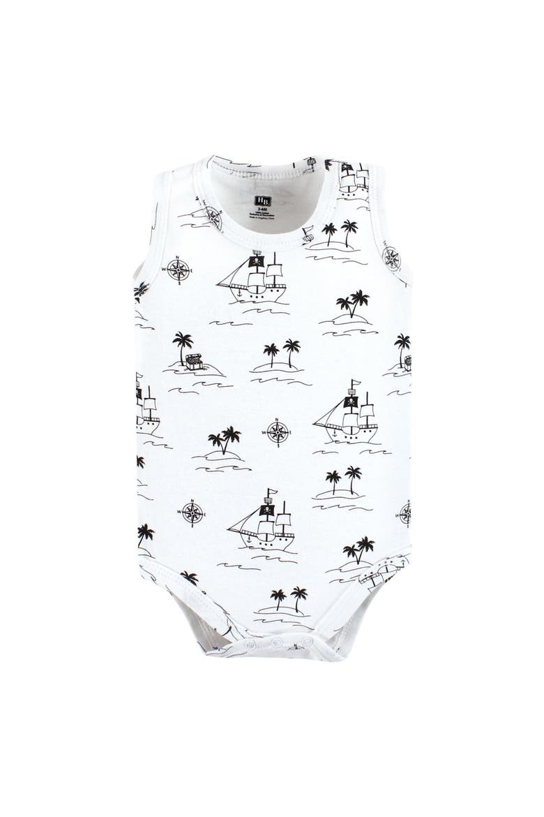 Soft Cotton Sleeveless Bodysuits, Alternate, color, Pirate Shark