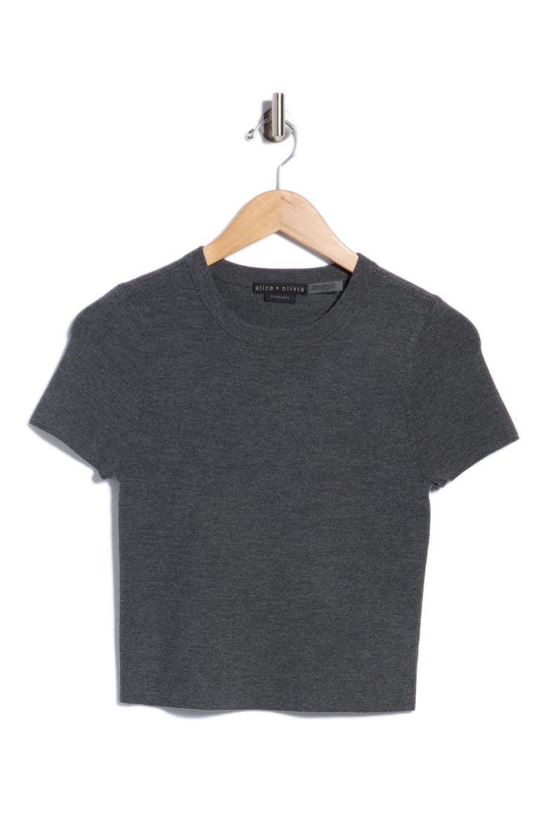 Ciara Short Sleeve Stretch Wool Sweater, Main, color, CHARCOAL HEATHER GREY