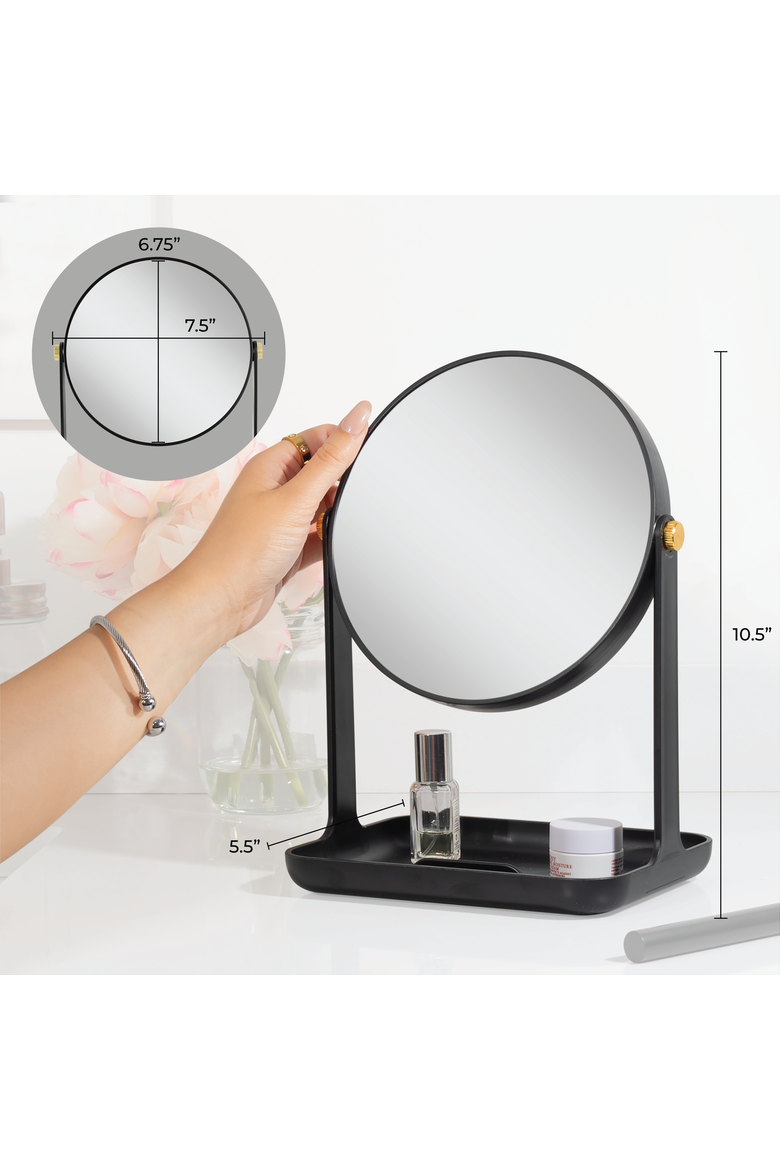 Back-to-School Makeup Mirror with Accessory Tray & Phone Holder, Alternate, color, Black