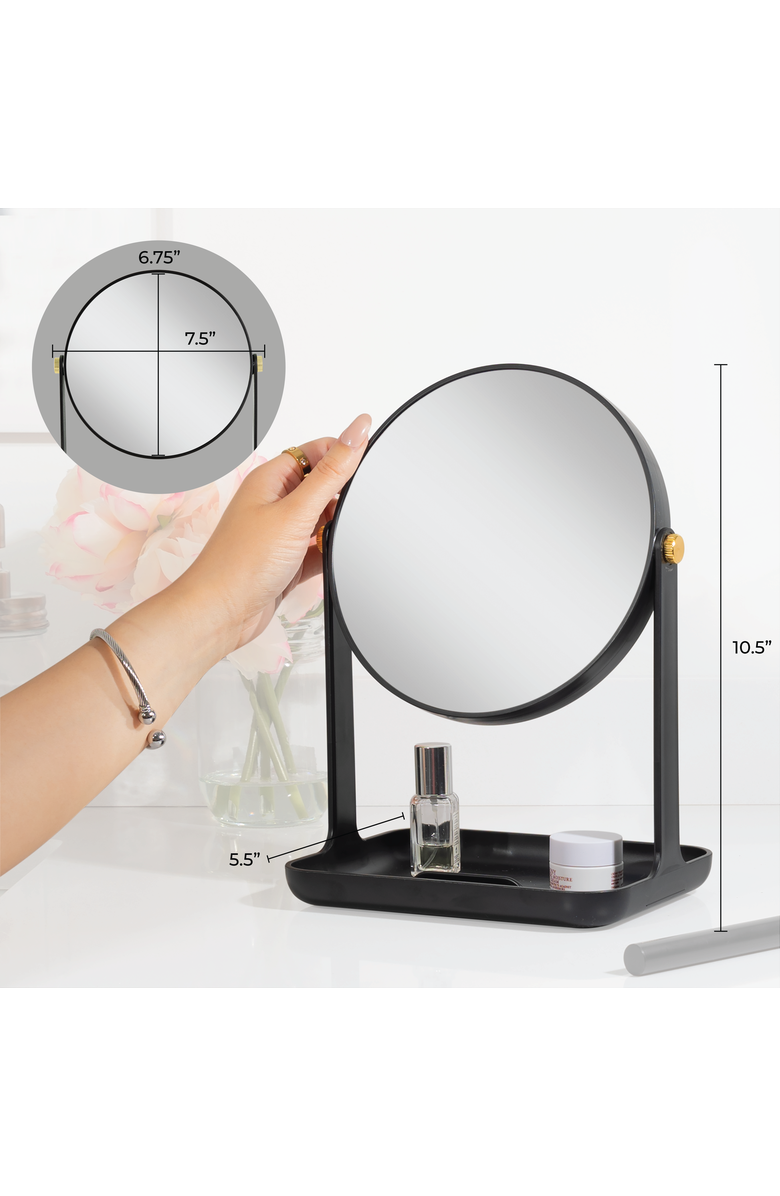 Zadro Back-to-School Makeup Mirror with Accessory Tray & Phone Holder, Alternate, color, Black