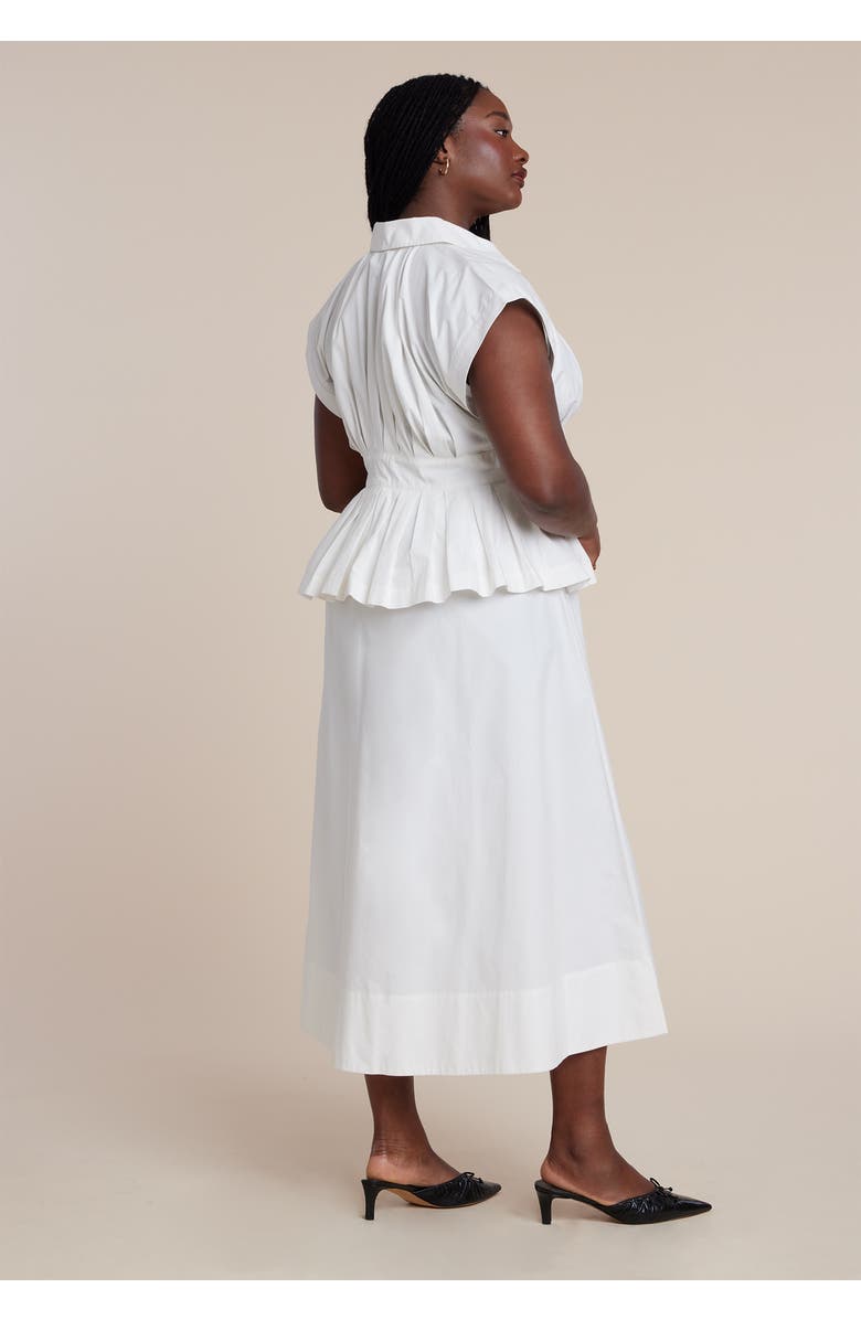 ELOQUII Peplum Poplin Shirt Dress, Alternate, color, Jet Stream