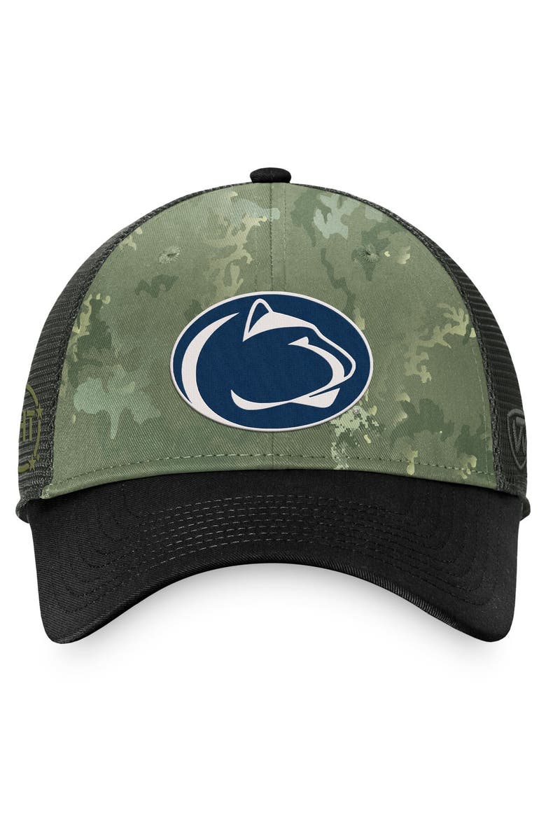 Men's Top of the World Hunter Green/Gray Penn State Nittany Lions OHT Military Appreciation Unit Trucker Adjustable Hat, Alternate, color, Hunter Green