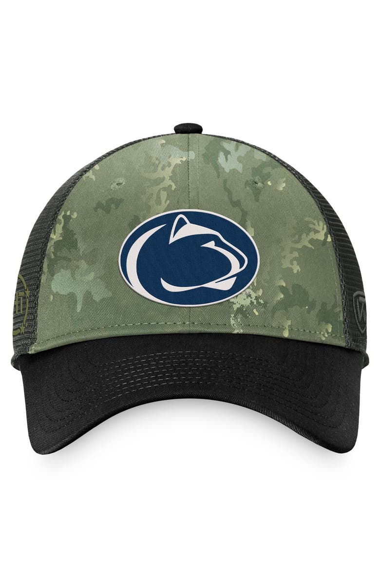 TOP OF THE WORLD Men's Top of the World Hunter Green/Gray Penn State Nittany Lions OHT Military Appreciation Unit Trucker Adjustable Hat, Alternate, color, 