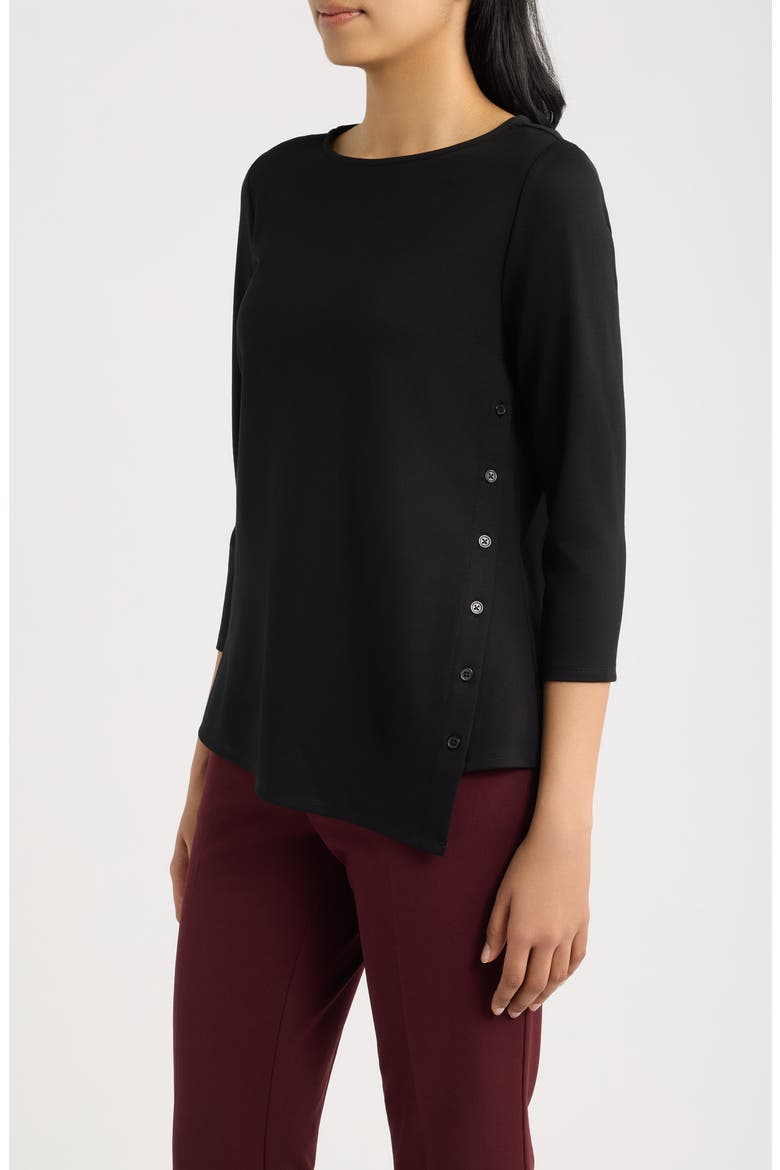 Asymmetric Button Hem Top, Alternate, color, ANNE BLACK
