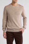 Bruno Magli Faux Suede Patch Merino Wool Sweater