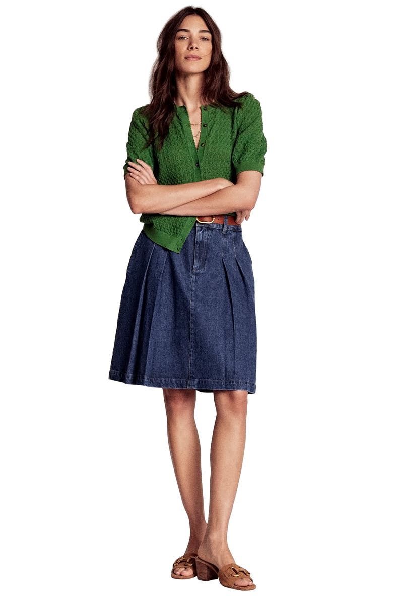Boden Pleated Denim Skirt, Alternate, color,
