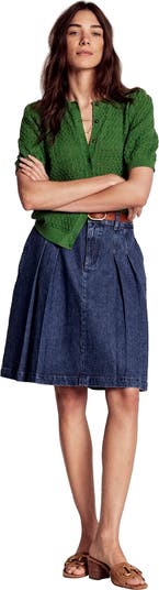 Pleated Denim Skirt
