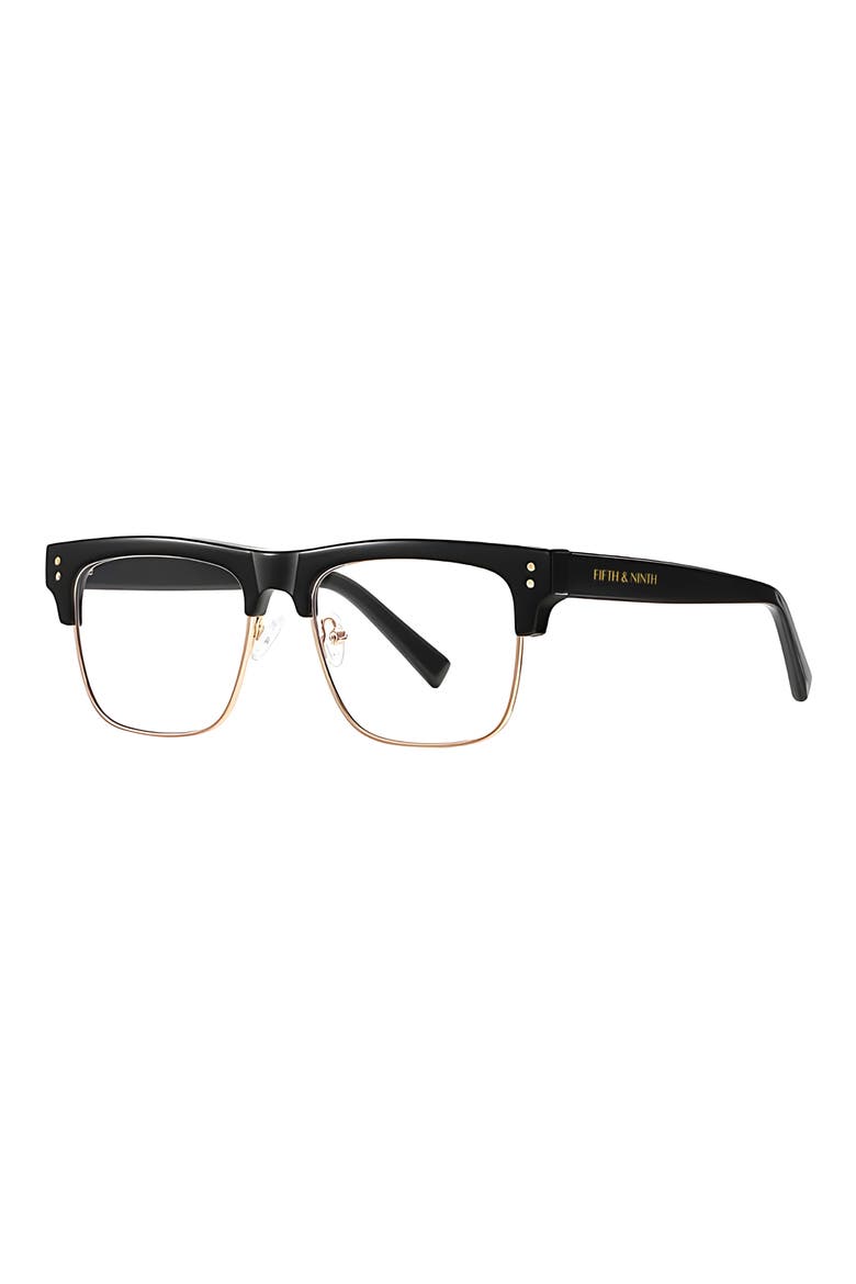 Chaplin 55mm Square Blue Light Blocking Glasses, Alternate, color, BLACK/ GOLD