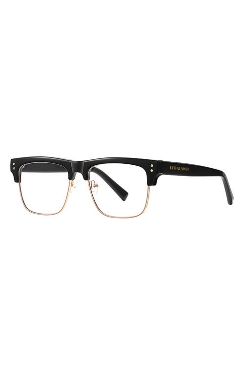 Fifth & Ninth Chaplin 55mm Square Blue Light Blocking Glasses In Black/gold