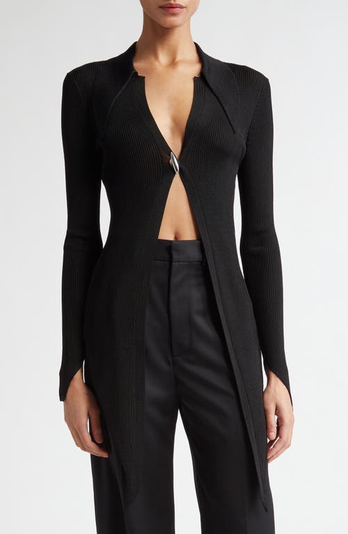 GRACE LING Angular Rib Cardigan in Black 