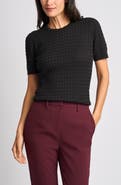 Halogen® Cable Stitch Short Sleeve Crewneck Sweater
