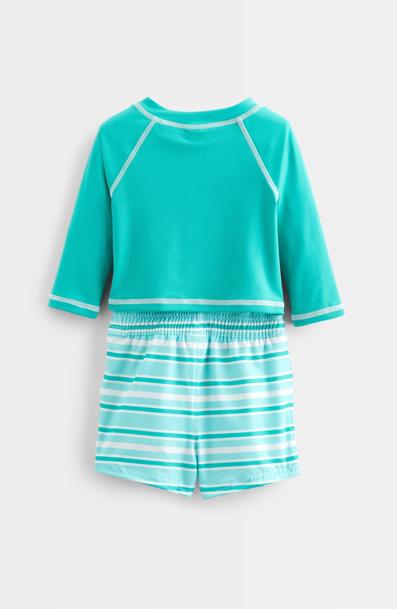 Tucker + Tate Kids' Long Sleeve Rashguard & Swim Trunks Set, Alternate, color, Green Aquamarine Mix Stripe