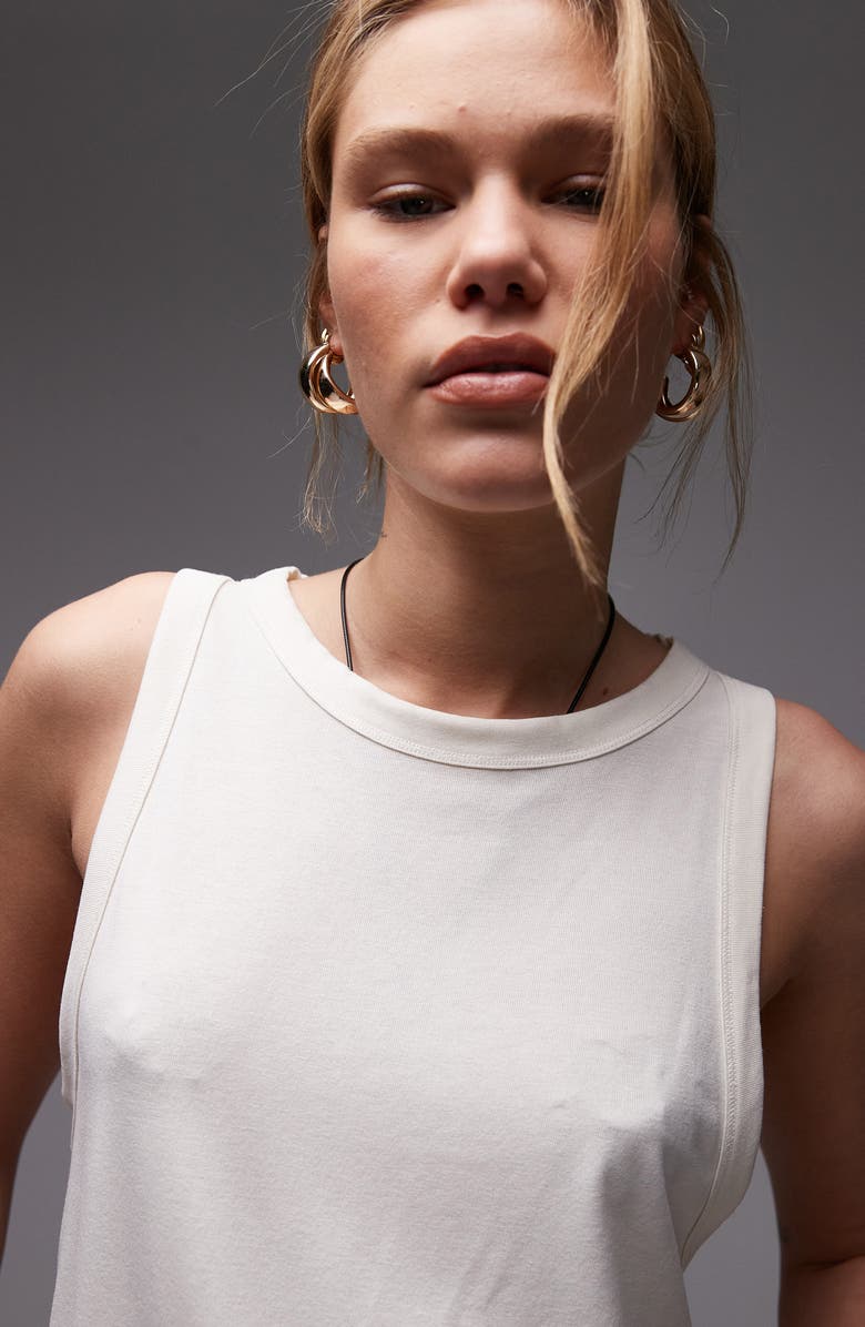 Topshop Loose Fit Crewneck Tank, Alternate, color, Ivory