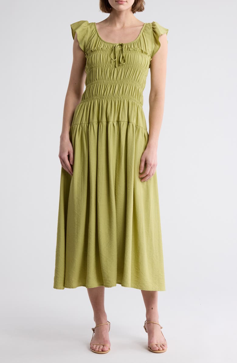Blu Pepper Shirred Maxi Dress, Main, color, 