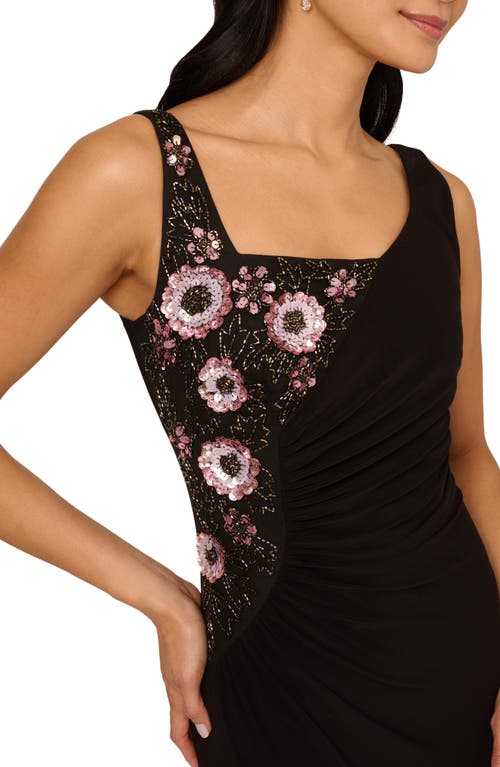 ADRIANNA PAPELL ADRIANNA PAPELL BEADED JERSEY EVENING GOWN 