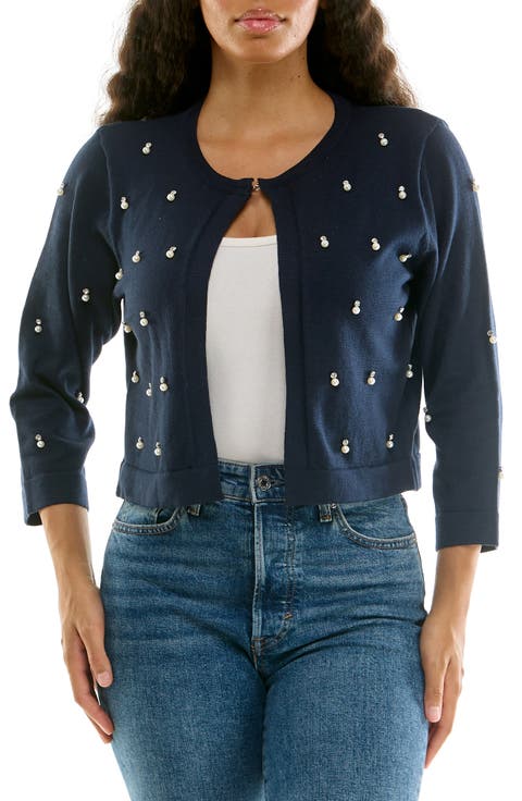 Faux Pearl & Rhinestone Bolero