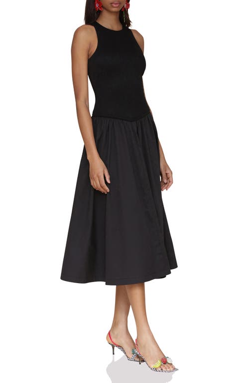 Avec Les Filles Sleeveless Mixed Media Fit & Flare Dress