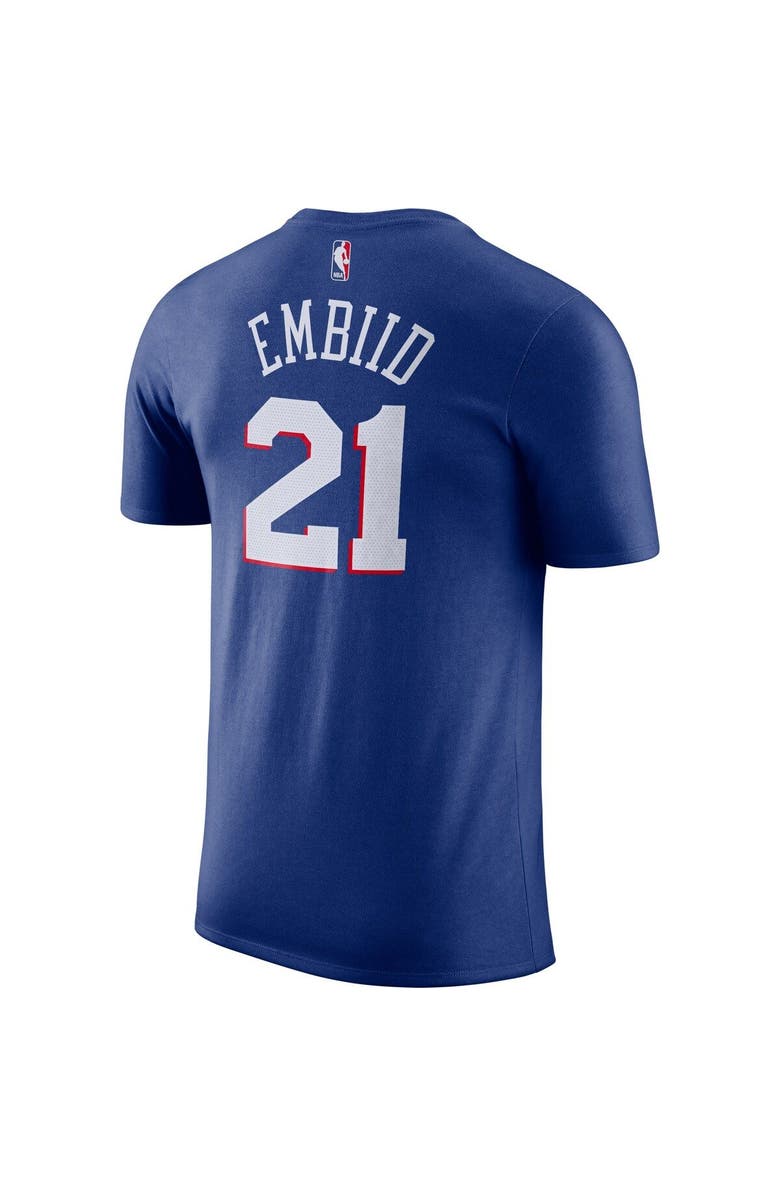 Nike Men's Nike Joel Embiid Royal Philadelphia 76ers Player Name & Number Performance T-Shirt, Alternate, color, Royal