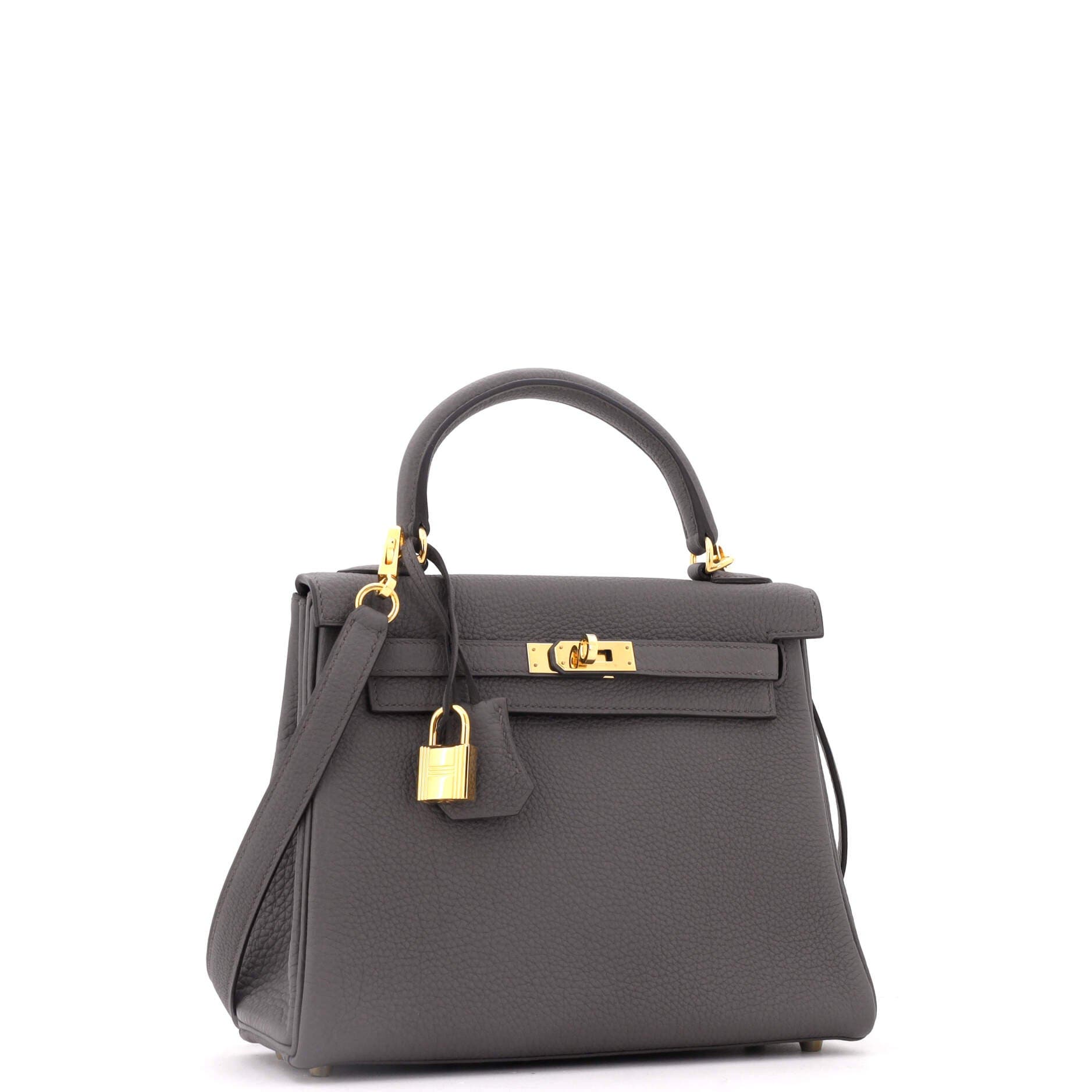 Pre-Owned Hermes Kelly Handbag Grey Togo with Gold Hardware 25, Alternate, color, Etain