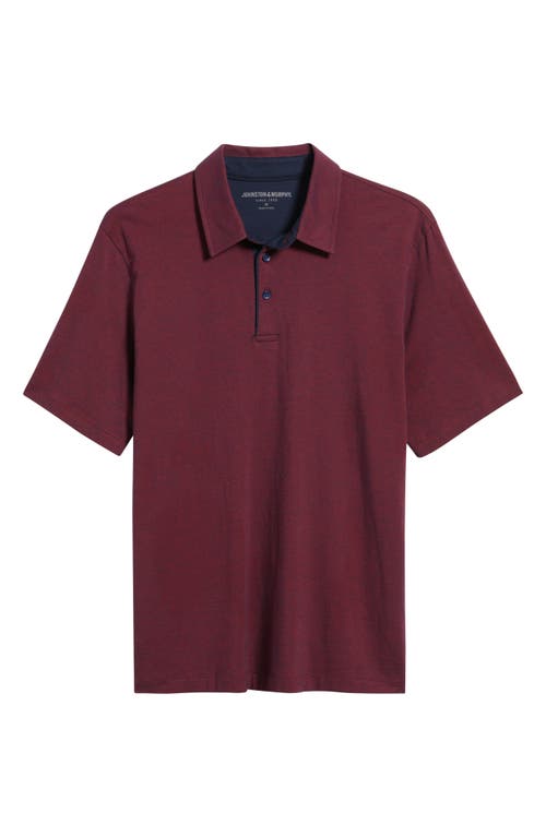 Johnston & Murphy Fine Stripe Polo In Burgundy/navy
