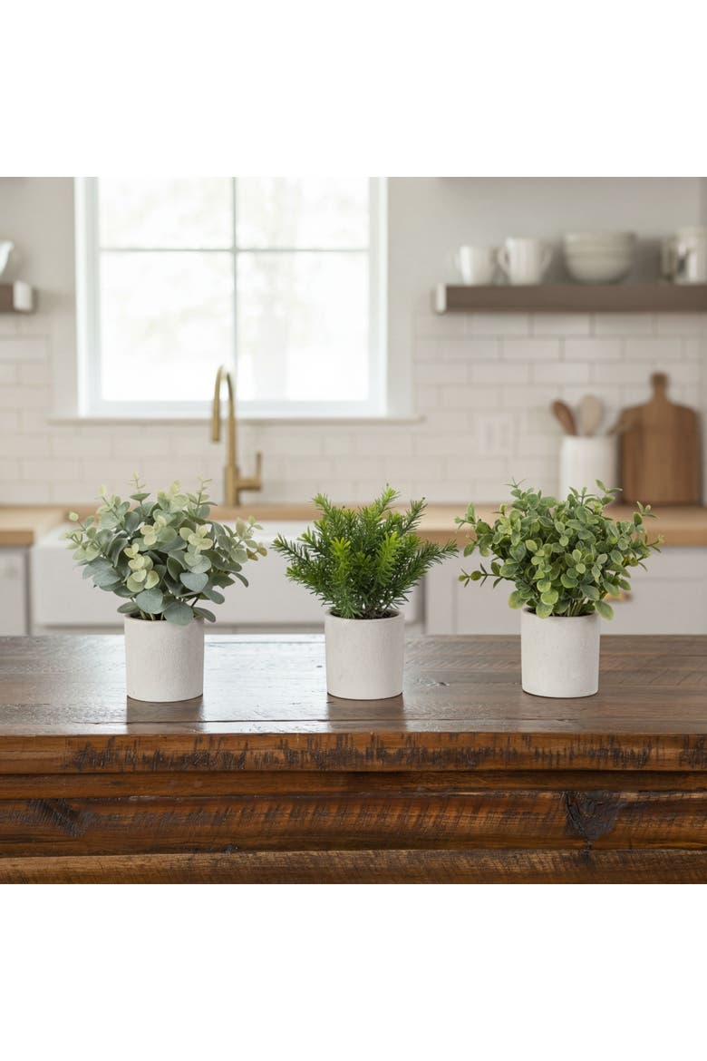 8-in Artificial Mini Greenery Potted Plant - Set of 3, Alternate, color, Green