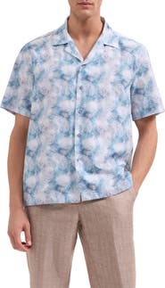 Bugatchi Jackson Palm Leaf Print Camp Shirt