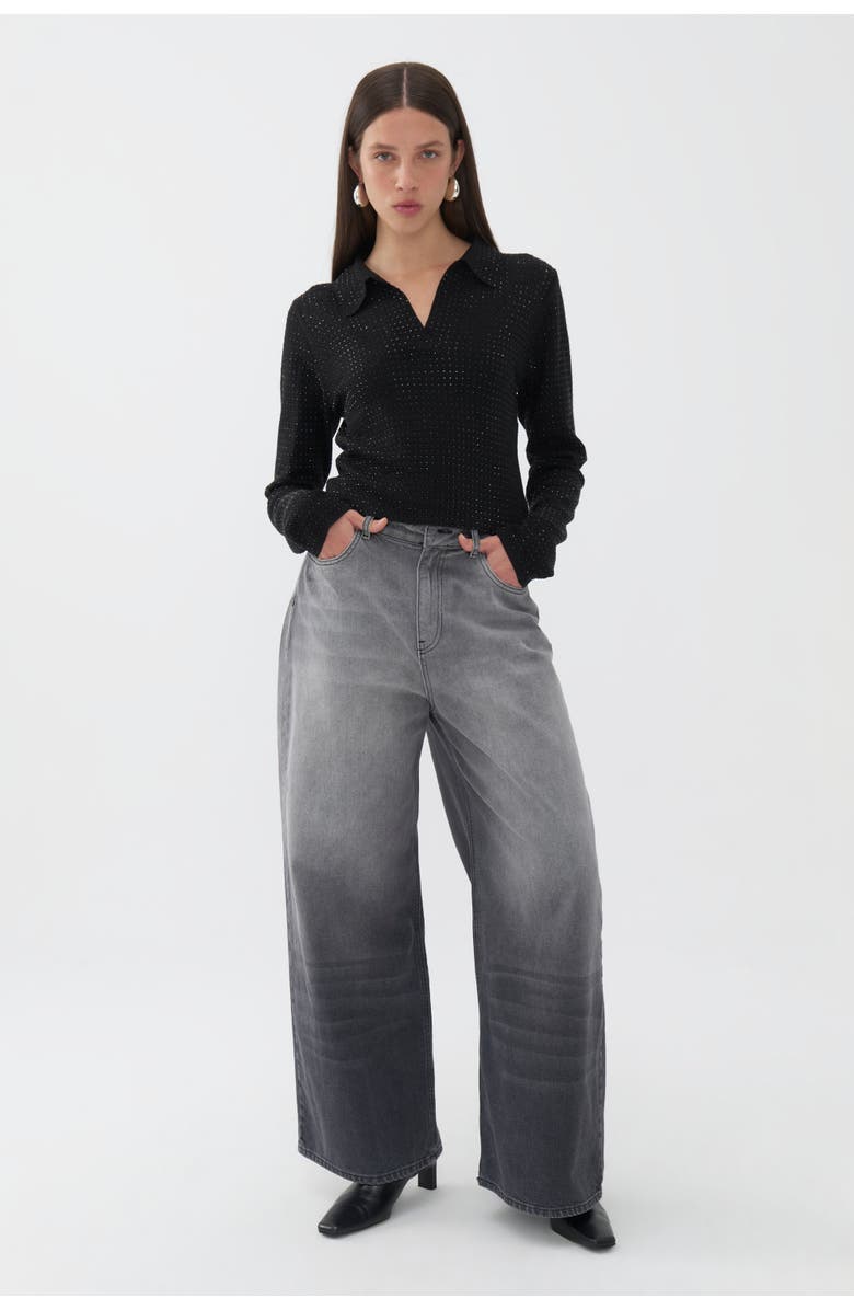 Nocturne Knit Polo Top, Alternate, color, 