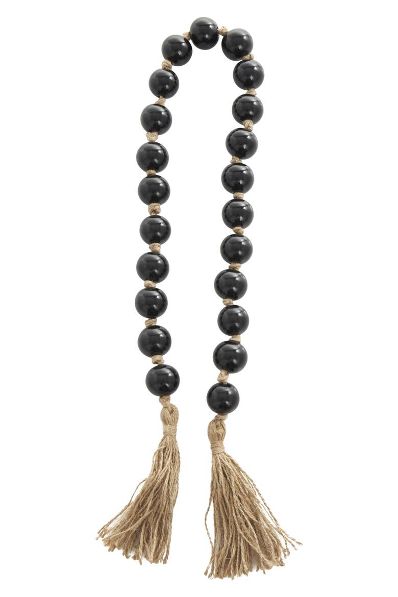Black Glass & Tassel Garland, Alternate, color, BLACK