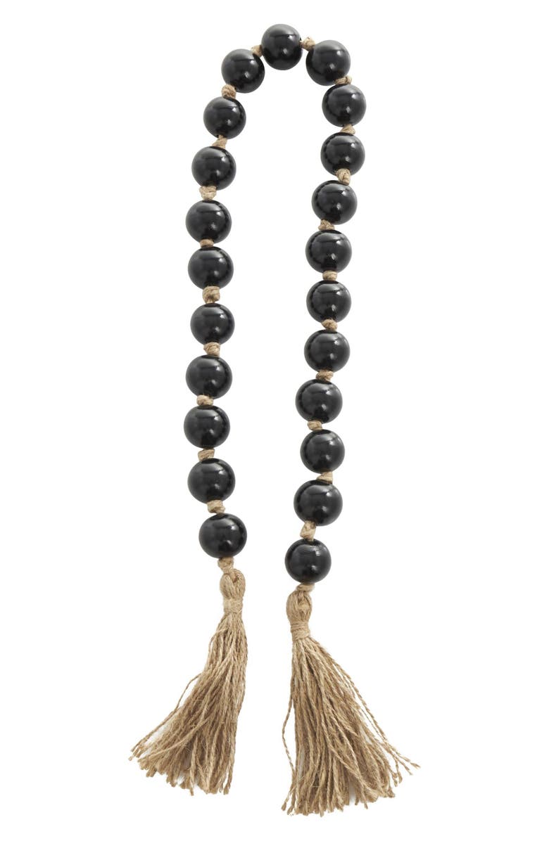 WILLOW ROW Black Glass & Tassel Garland, Alternate, color, Black