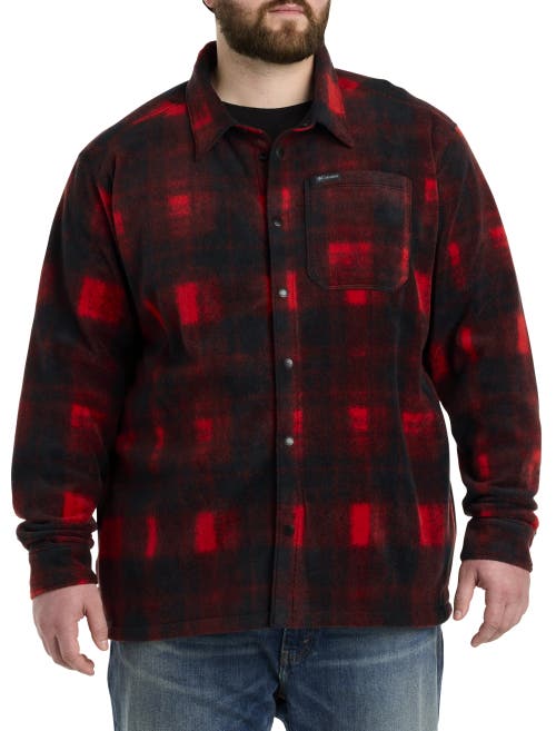 Columbia Men's Steens Mountain Ii Plaid Fleece Shirt Jacket In Sail Red