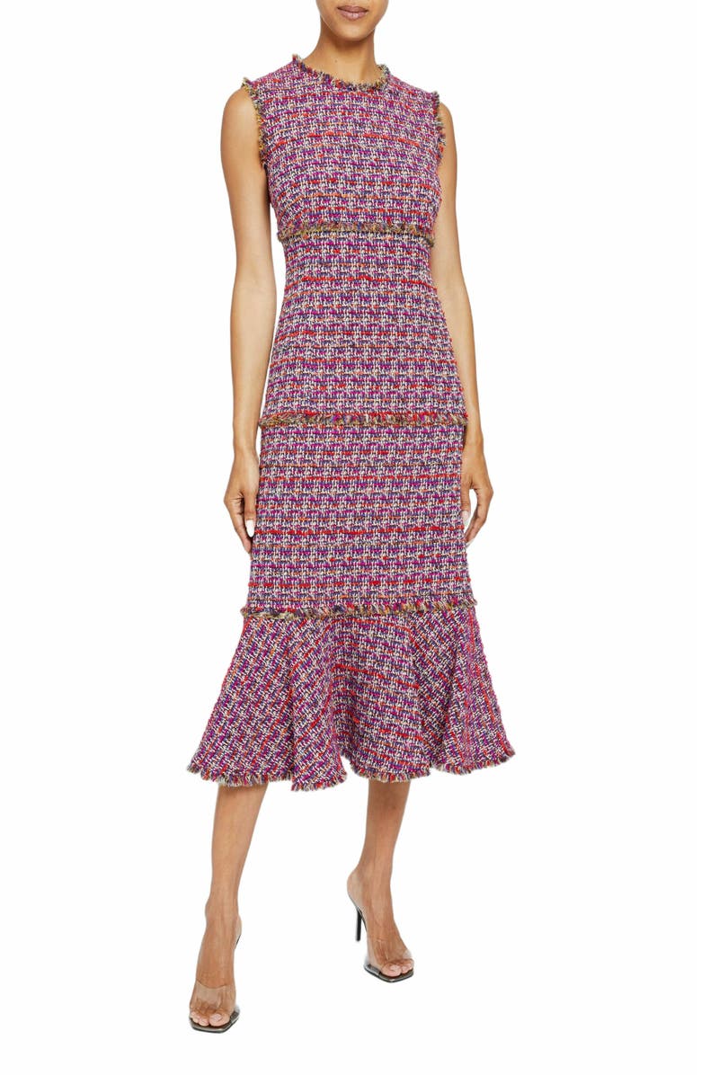 Santorelli ANDI Sleeveless Fit and Flare Sheath Dress in Lightweight Modern Tweed, Alternate, color, 