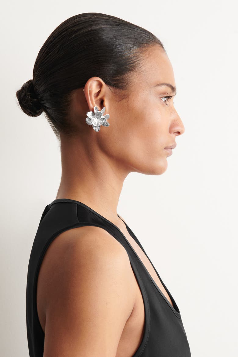 Mismatched Floral Earrings, Alternate, color, SILVER