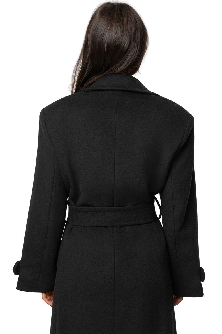 Empire Double Breasted Longline Coat, Alternate, color, BLACK