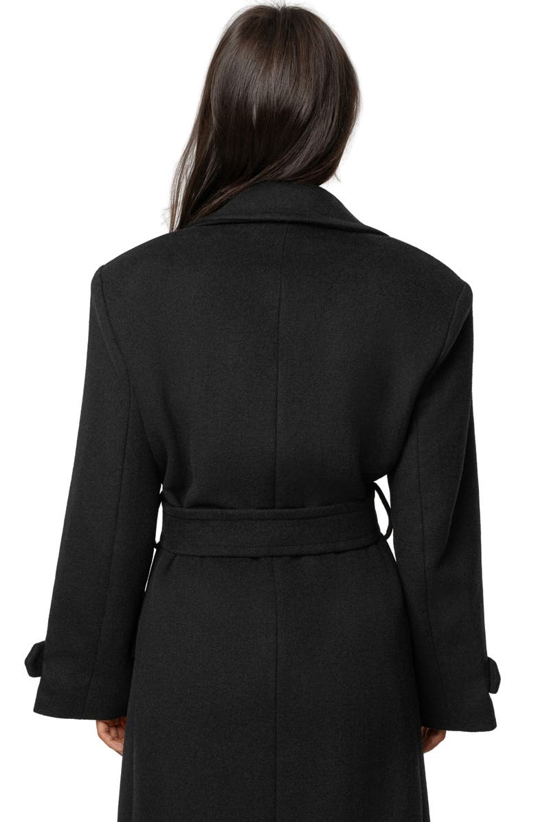 JLUXLABEL Empire Double Breasted Longline Coat, Alternate, color, Black