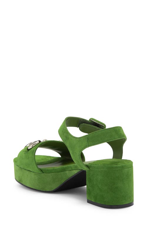Jeffrey Campbell Timeless 2 Platform Sandal In Green Suede Silver