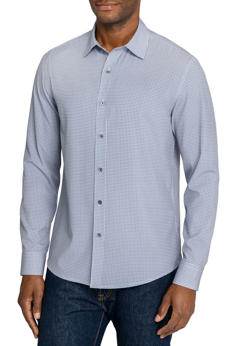W.R.K Slim Fit Circle Geo Performance Button-Up Shirt, Alternate, color, White/ Blue