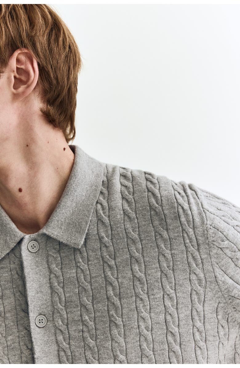 H&M Regular Fit Cable-knit Shirt, Alternate, color, Gray
