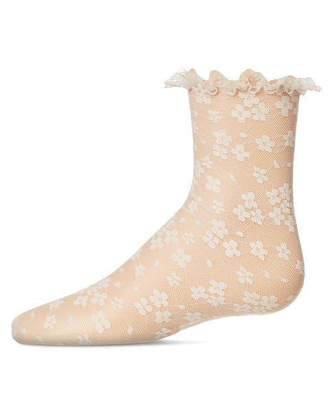 Kid's Lace-Trim Floral Net Ankle Sock (Toddler, Little Kids, Big Kids)