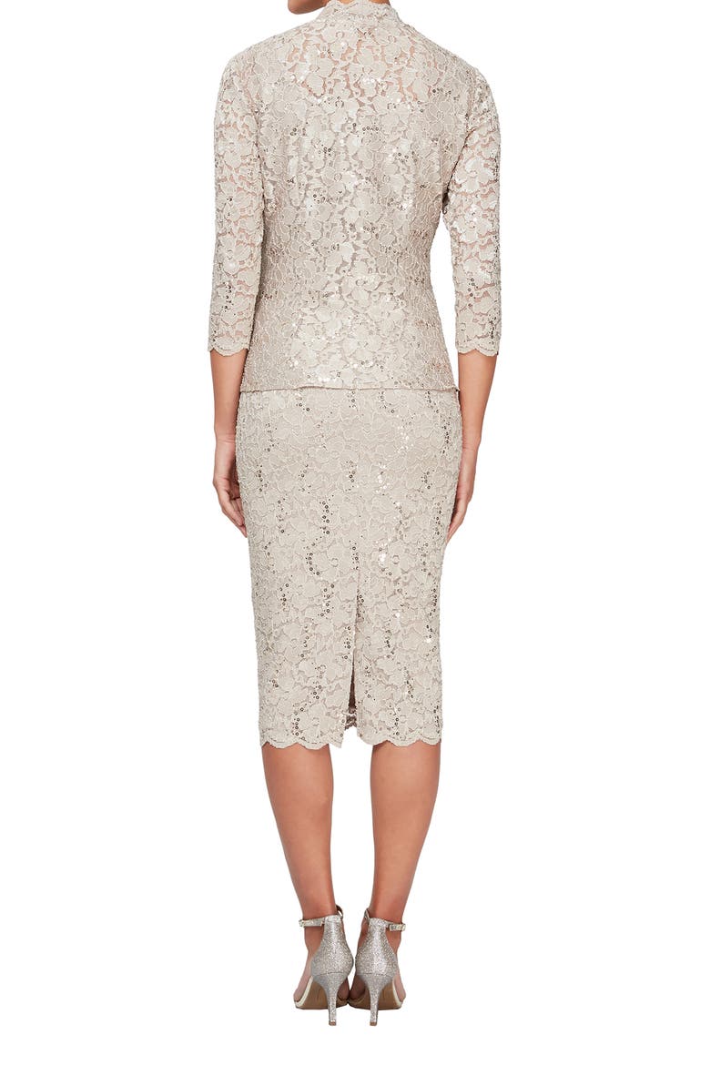 SLNY Lace Sequin Detail Dress & Jacket 2-Piece Set, Alternate, color, CHA