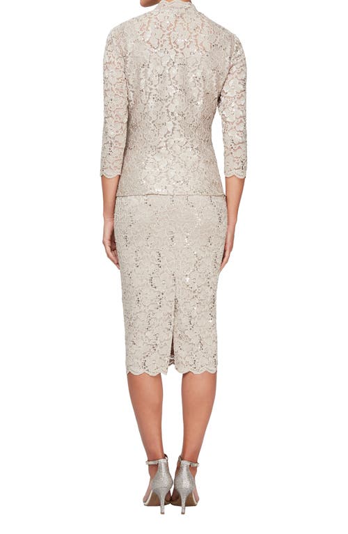 Slny Lace Sequin Detail Dress & Jacket 2-piece Set In Cha