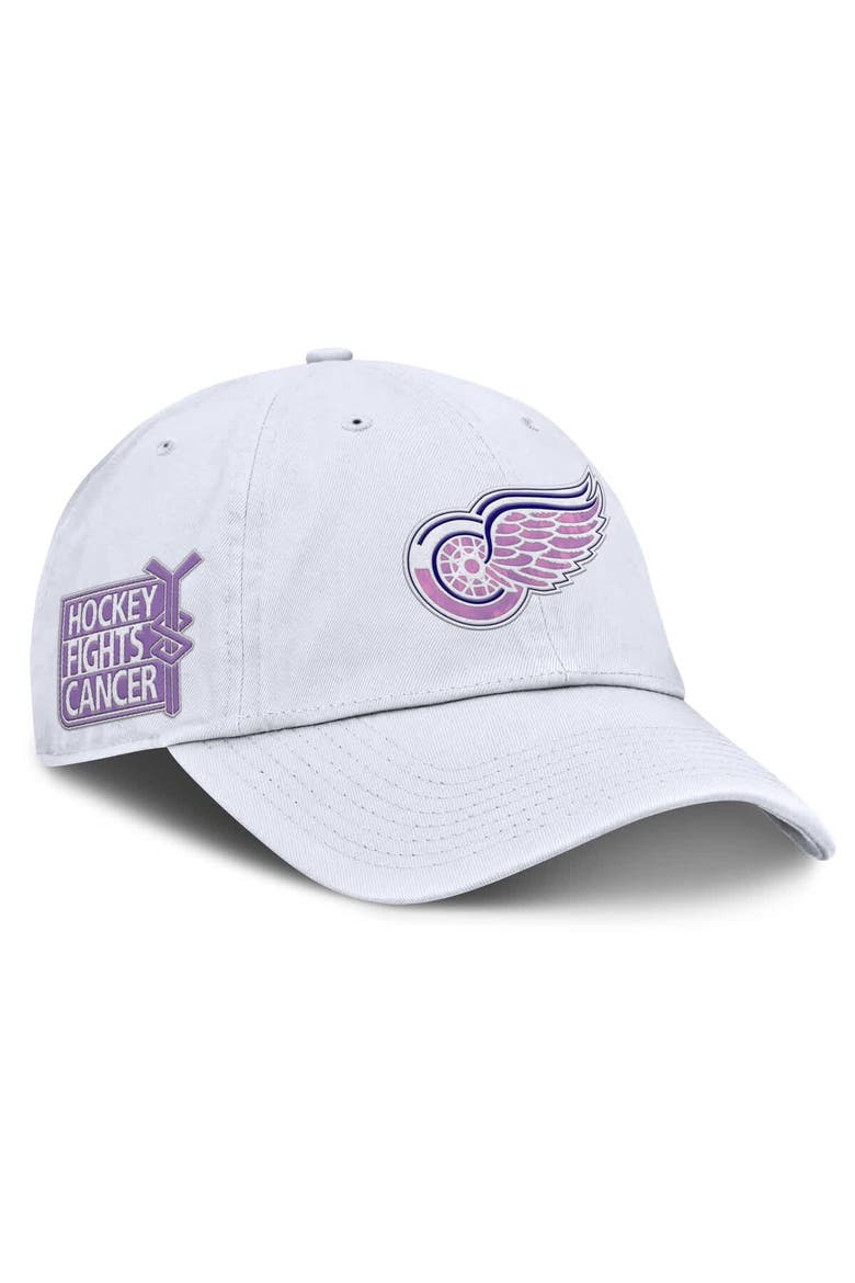 Men's Fanatics  White Detroit Red Wings Authentic Pro Hockey Fights Cancer Adjustable Hat, Main, color, White