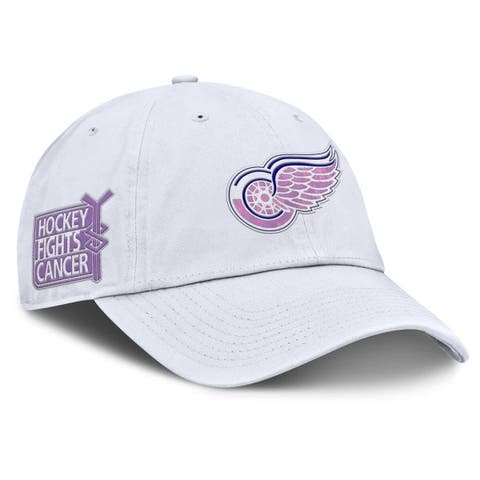 Men's Fanatics  White Detroit Red Wings Authentic Pro Hockey Fights Cancer Adjustable Hat