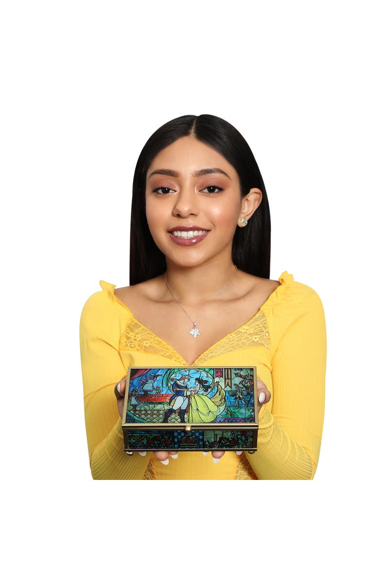 Disney Beauty and the Beast Stained Glass Jewelry Box, Alternate, color, Multicolor