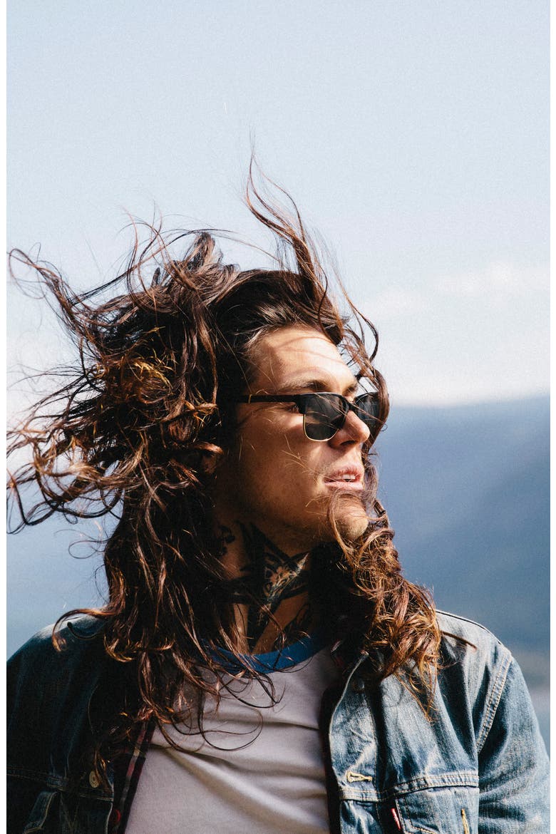 'Newport' Sunglasses, Alternate, color, BLACK/ MAHOGANY/ GREY