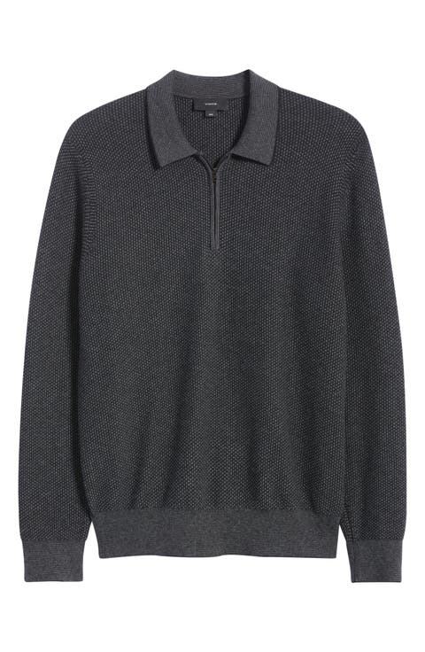 Geo Jacquard Quarter Zip Sweater