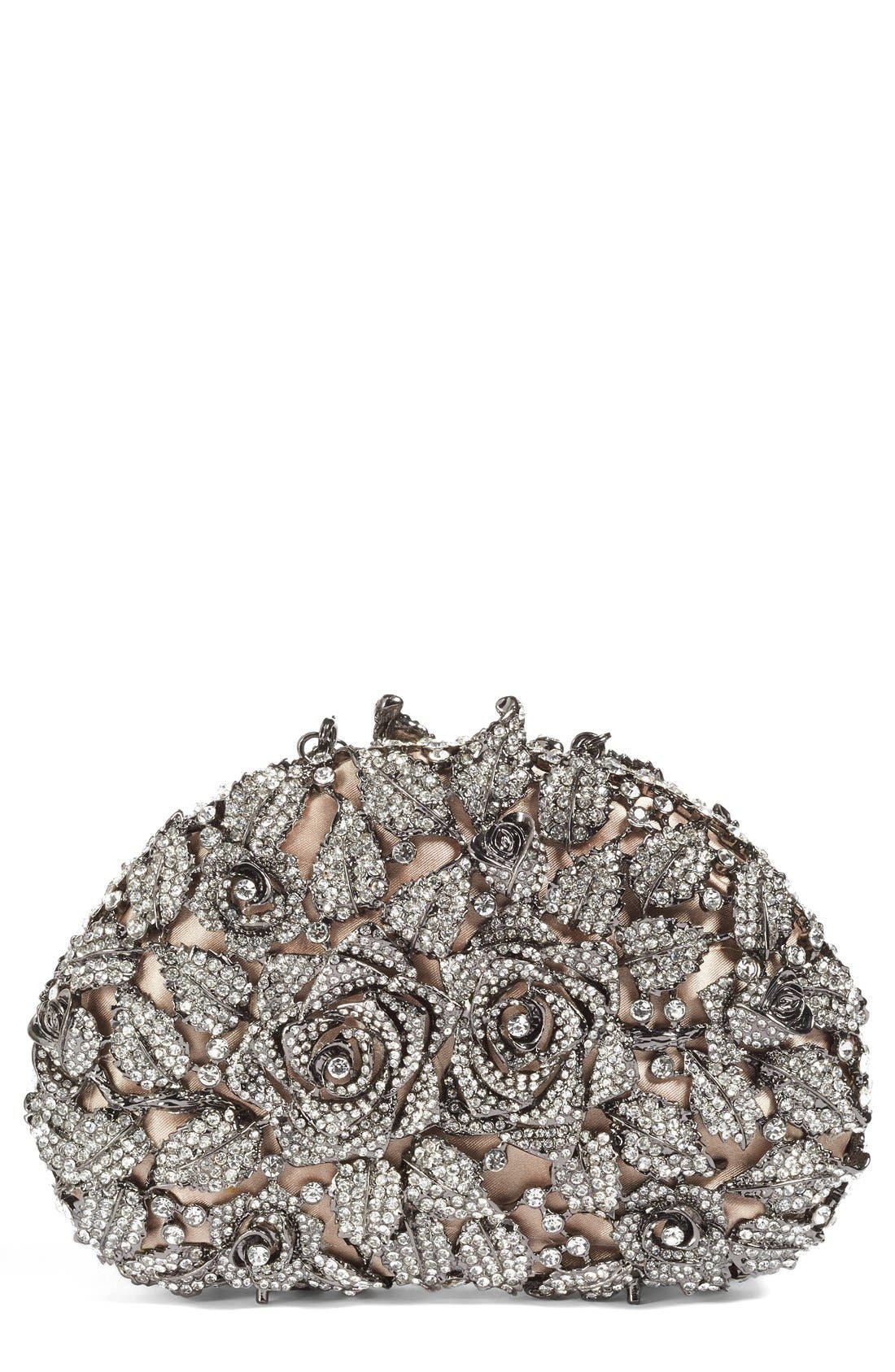 ZZDNU Natasha Couture Natasha Couture Crystal Rose Minaudière, Main, color, 