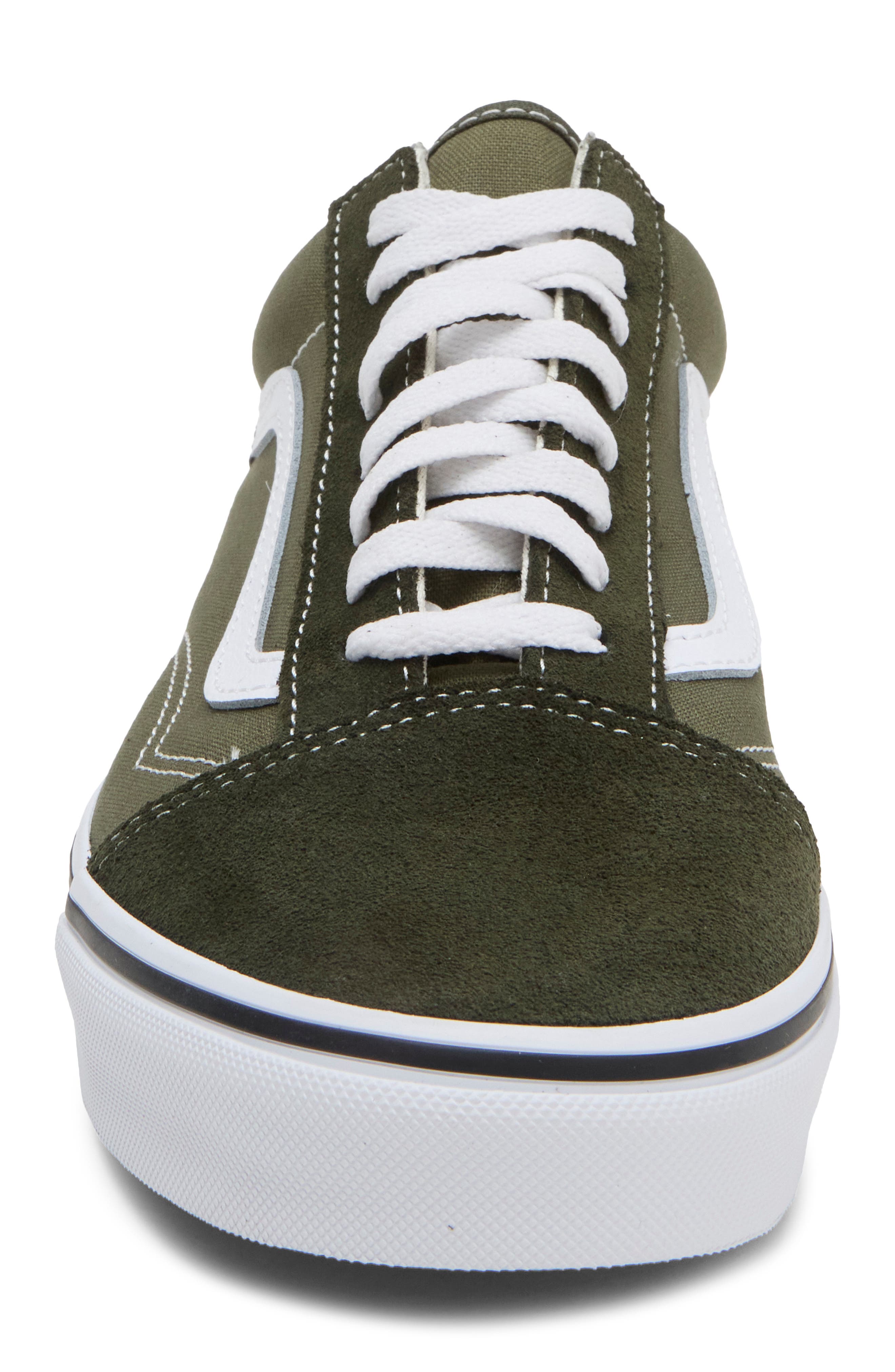 Old Skool Leather Sneaker, Alternate, color, OBSIDIAN FERN