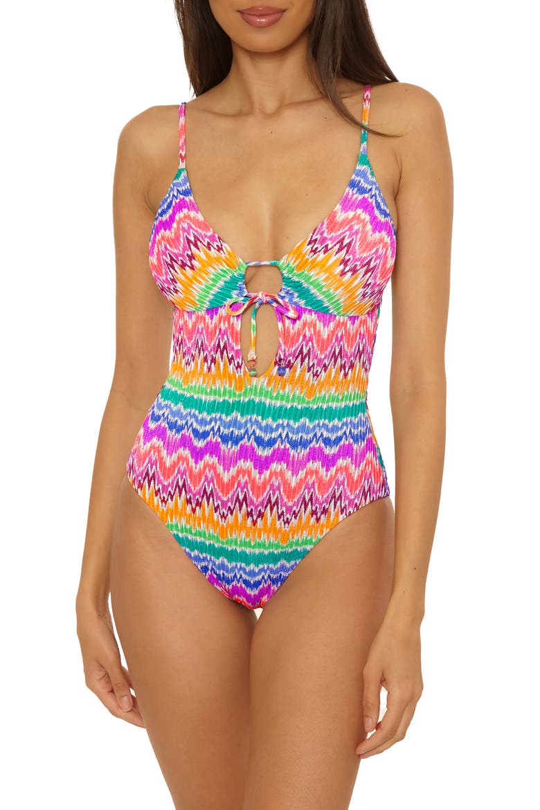 Rio Metallic One-Piece Swimsuit, Main, color, PINK MULTI